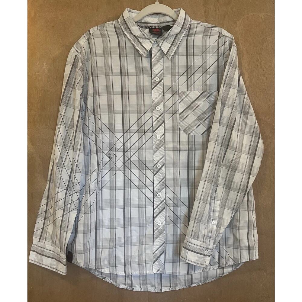 Tony Hawk Men's Long Sleeve Plaid Shirt Size Large With Details On The Yoke
